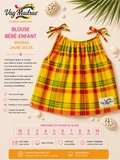 Blouse bébé-enfant madras Jaune Soleil – fait main