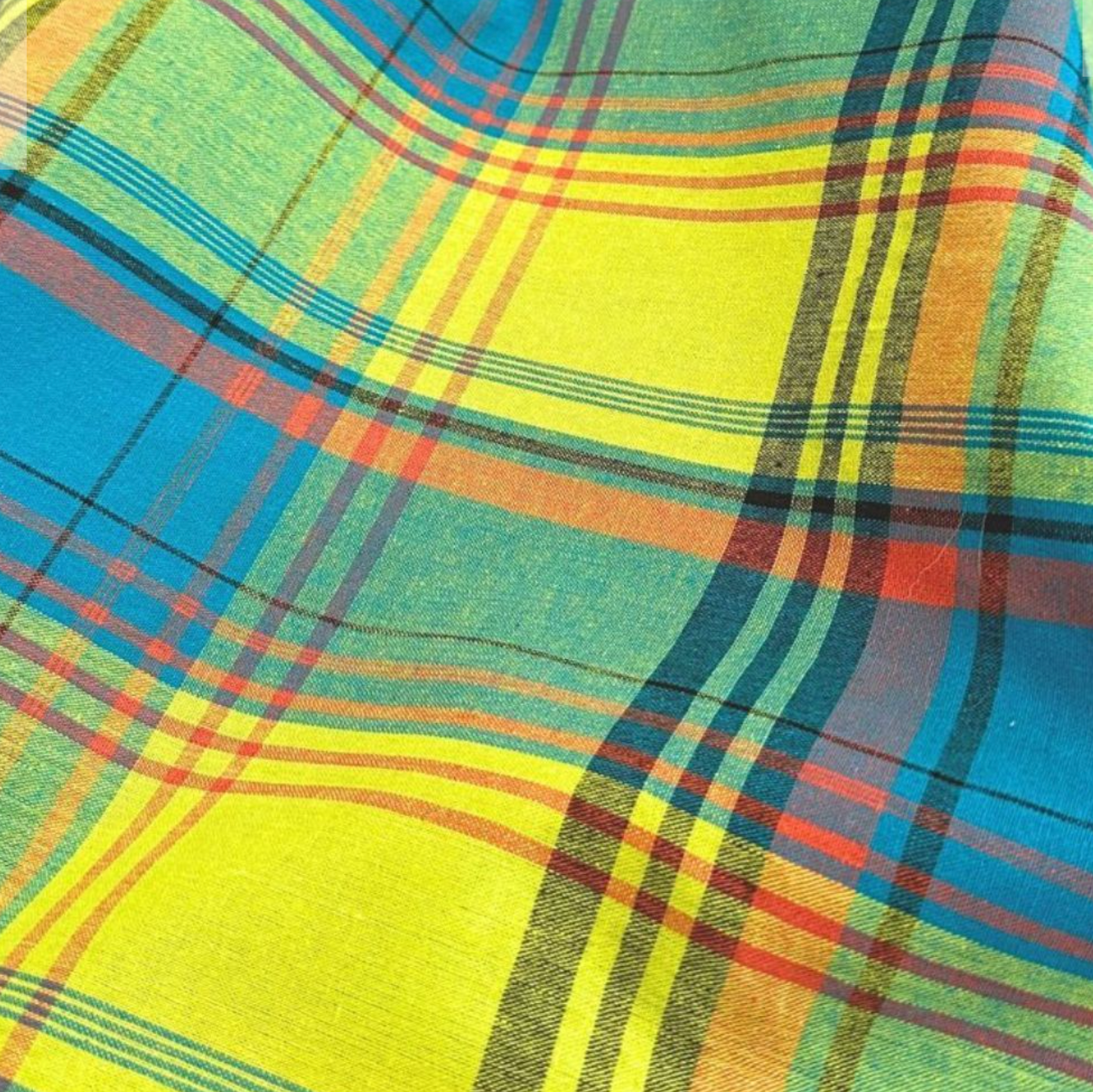 Tissu Madras Lagon Soleil – 100% coton-par 50 cm