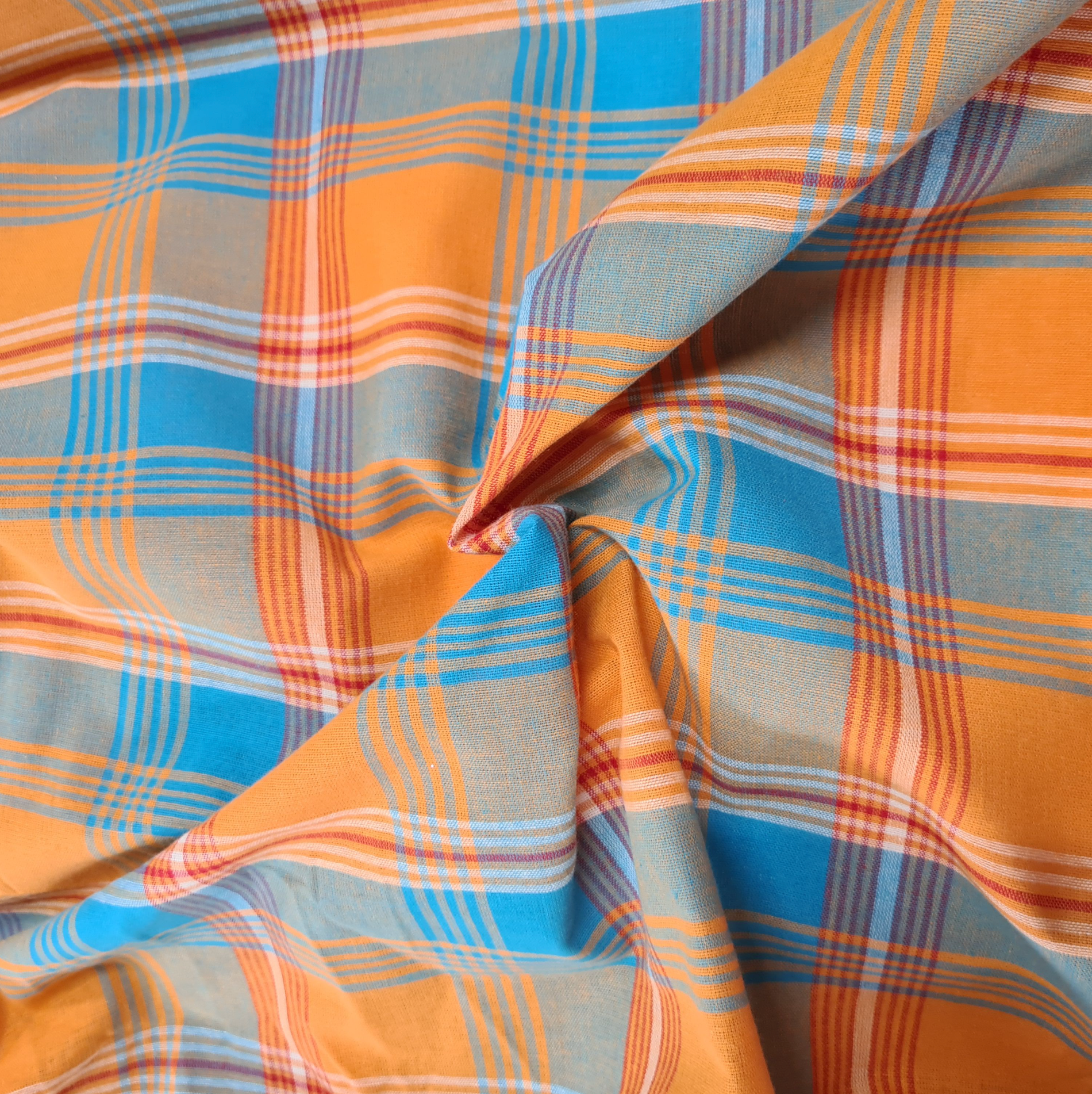 Tissu Madras Corail Lagon – 100% coton