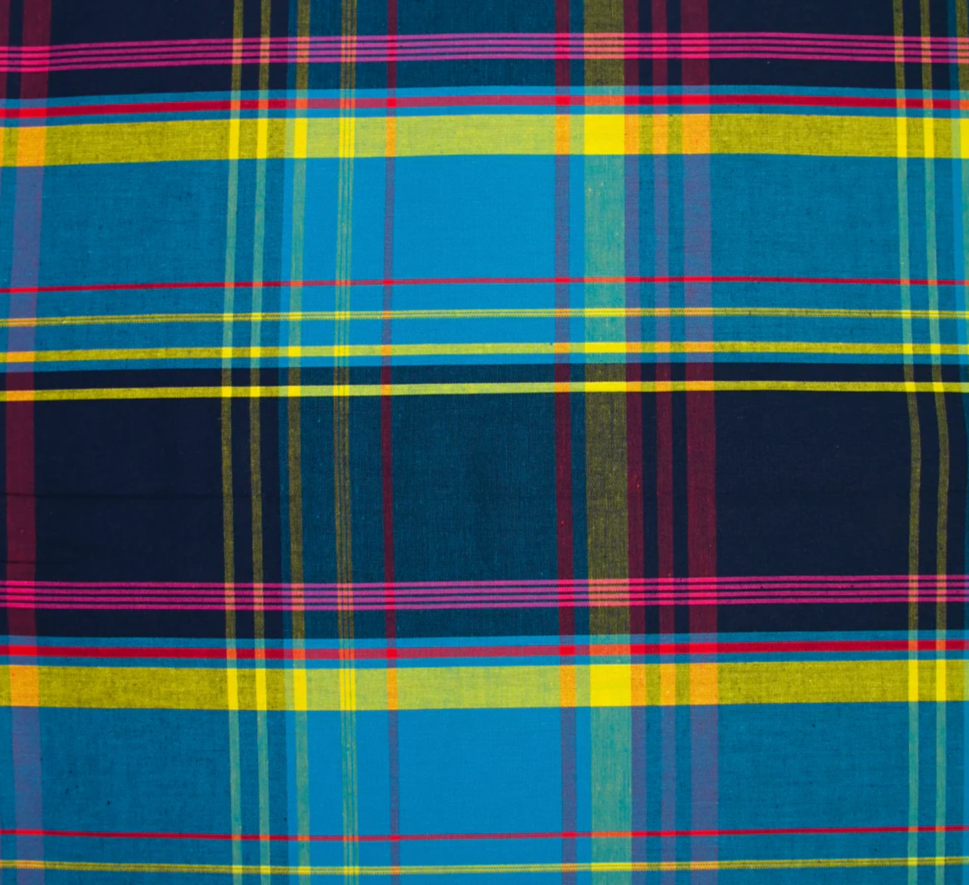 Coupon Tissu Madras Bleu Lagon – 3 m x 140 cm – 100% coton