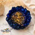 Cendrier en résine Bleu Royal & Or – Visage Soleil
