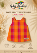 Robe droite bébé madras Rose Créole – fait main