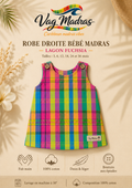 Robe droite bébé madras Lagon Fuchsia – fait main