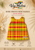 Robe droite bébé madras Jaune Soleil – fait main