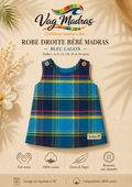 Robe droite bébé madras Bleu Lagon – fait main