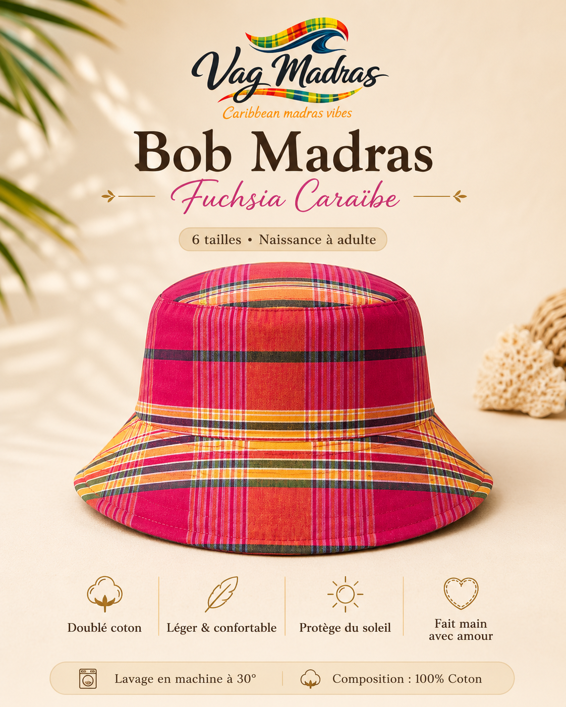 Bob Madras Fuchsia Caraïbe