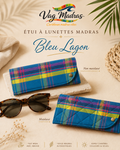 Étui à lunettes madras Bleu Lagon – simple ou matelassé