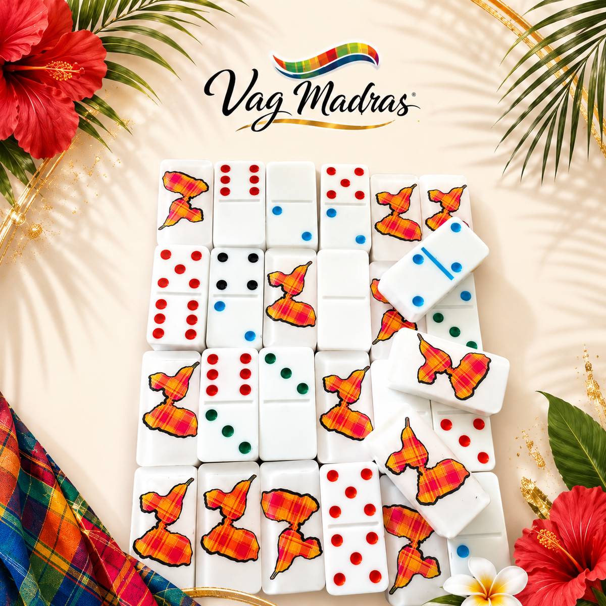 Jeu de Dominos Guadeloupe Madras Holographique