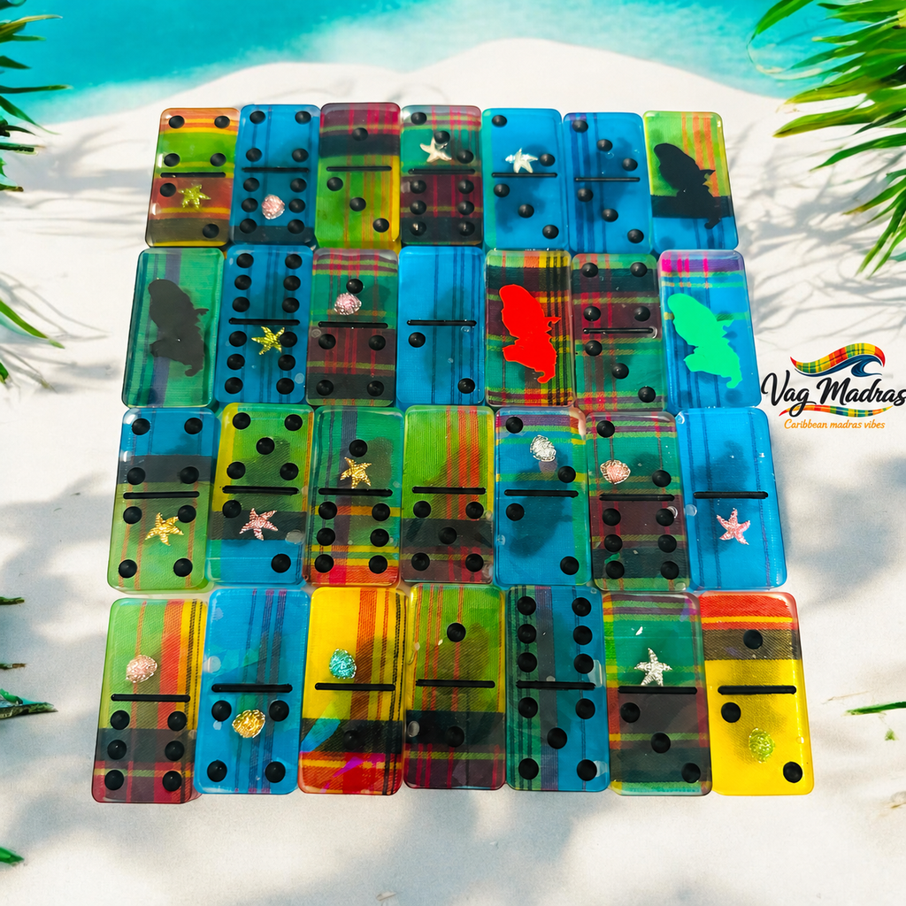 Jeu de dominos en résine Holographique Épais – Carte Martinique