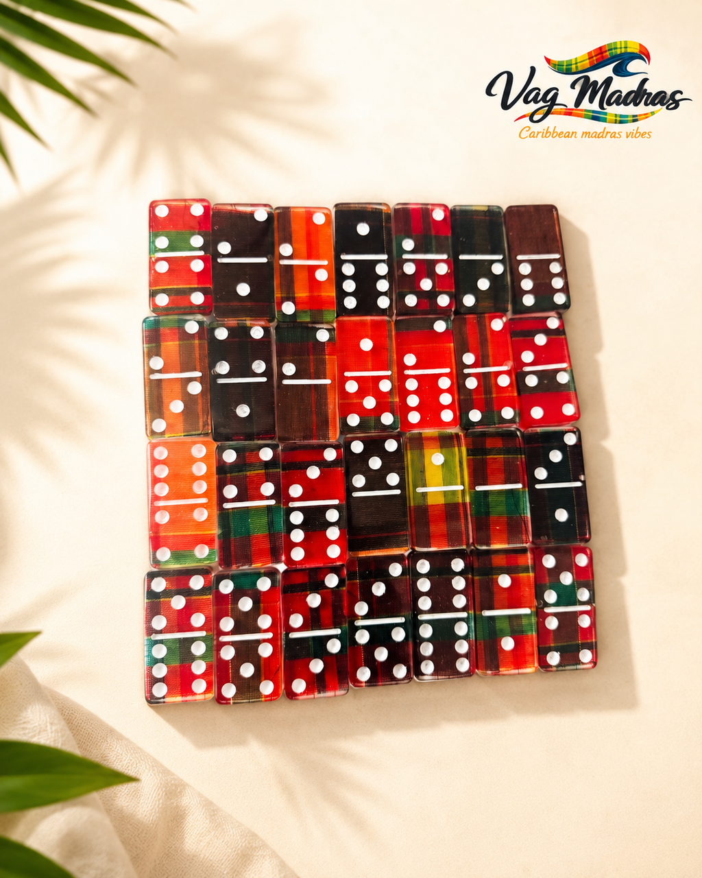 Jeu de dominos en résine Madras Rouge Tropical