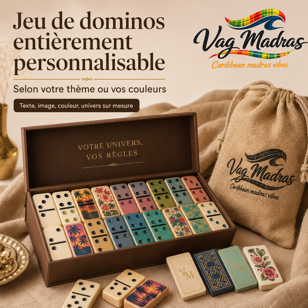 Jeu de dominos en résine personnalisable – Thème & couleurs au choix