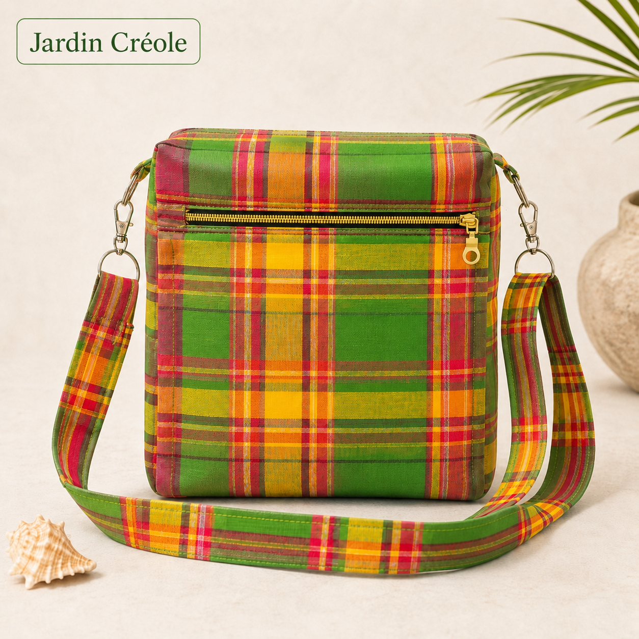 Sac bandoulière Madras personnalisable – Tissu au choix
