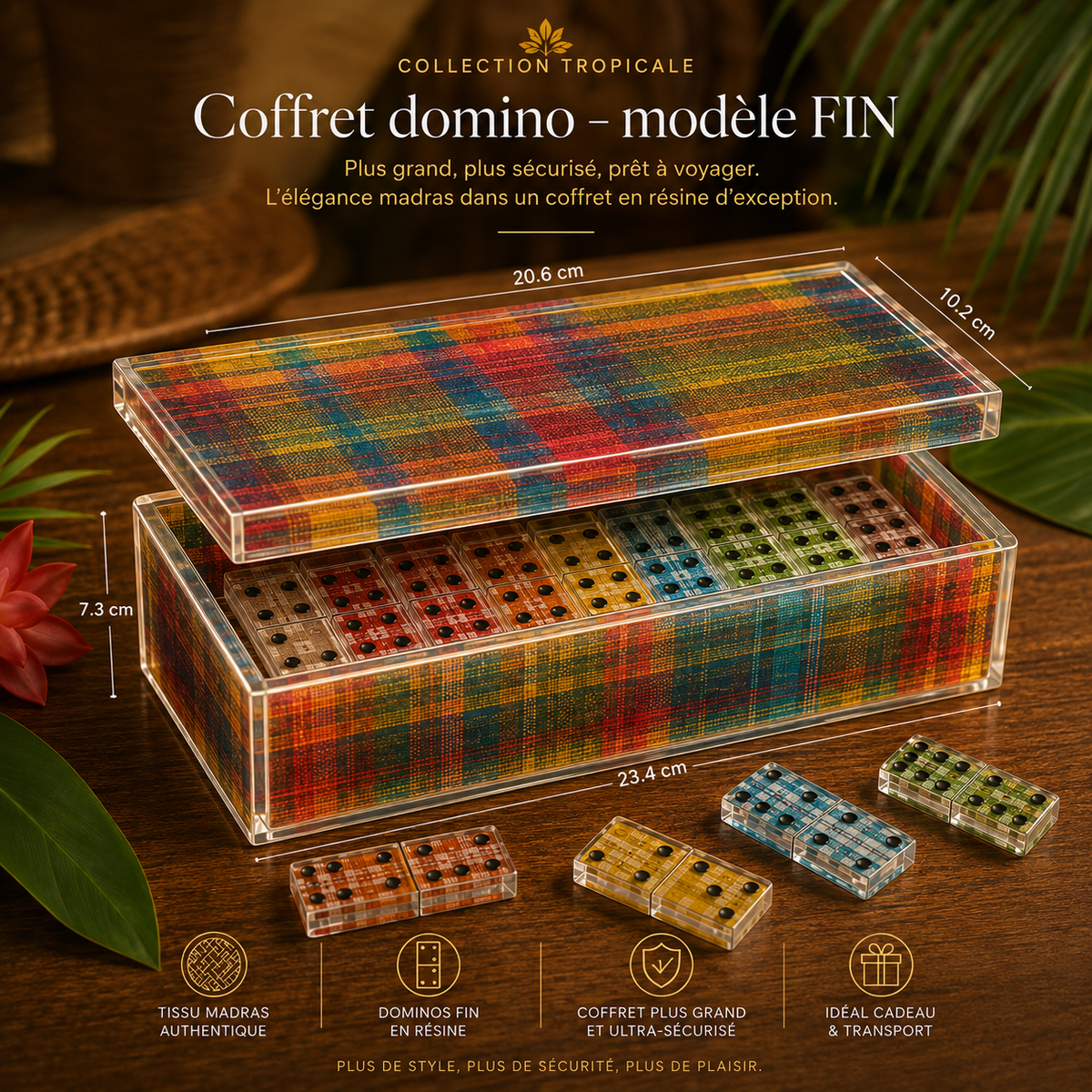 Jeu de dominos madras personnalisé – Modèle fin