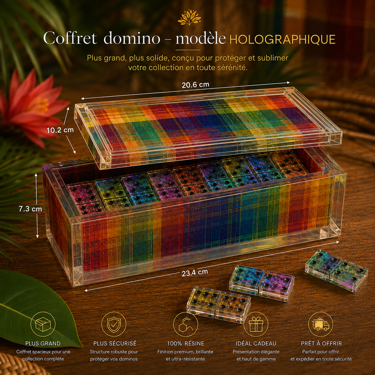 Jeu de dominos madras personnalisé – Modèle holographique