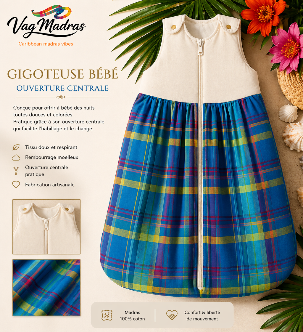 Gigoteuse Bébé avec Ouverture Centrale – crème & Madras