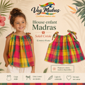 Blouse enfant madras – Bretelles à nouer – fait main