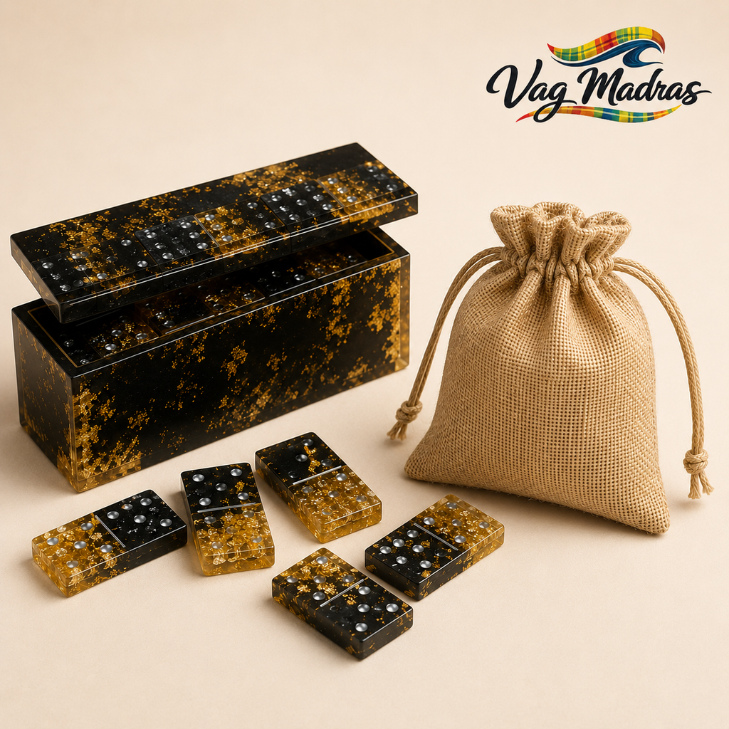 Jeu de dominos en résine Noir & Or – Édition Prestige