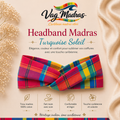 Headband Madras Turquoise Soleil – fait main