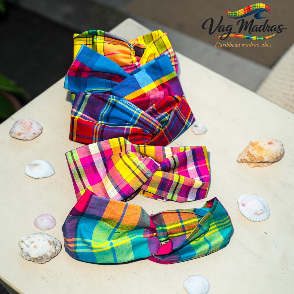 Headband madras rose – fait main