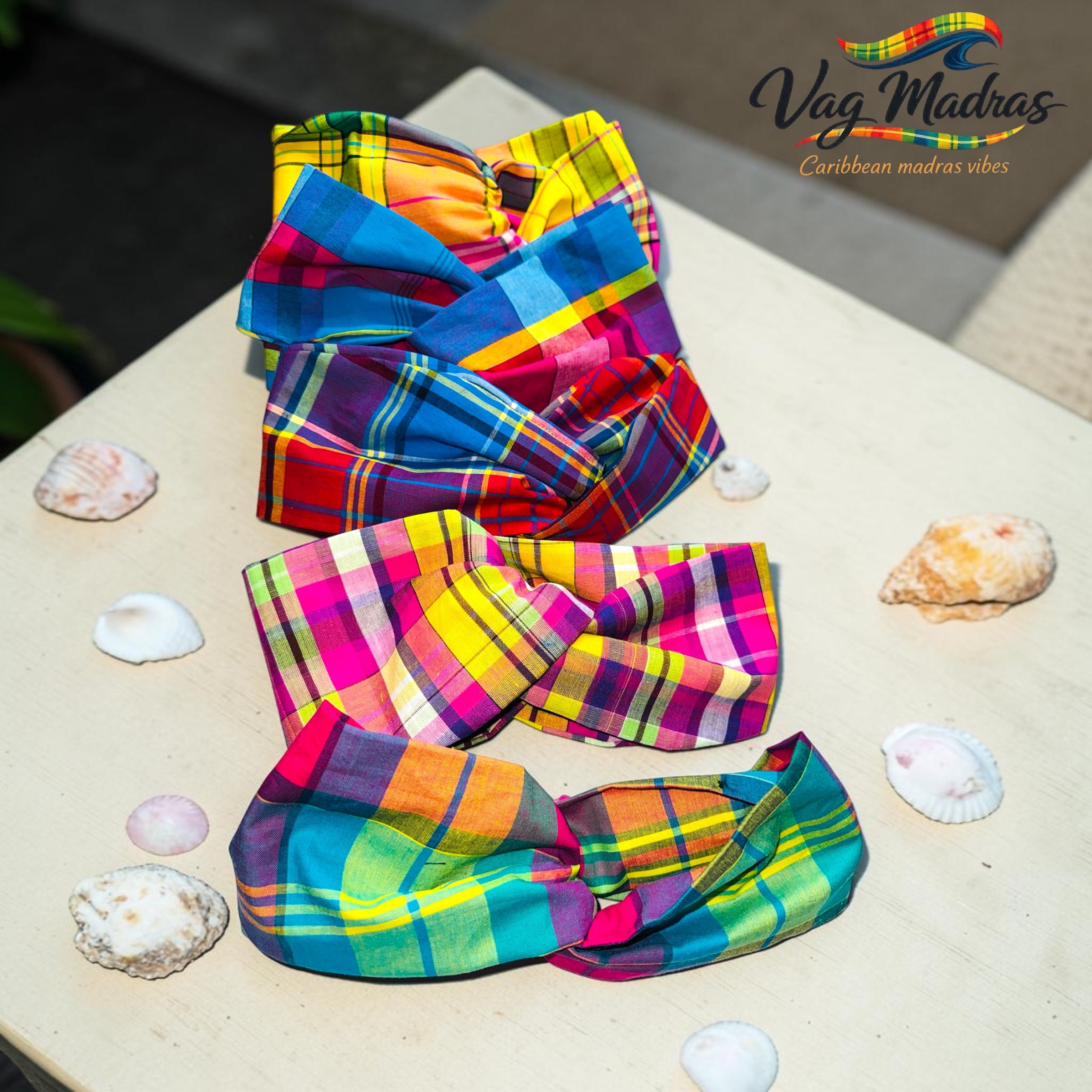 Headband madras rose – fait main
