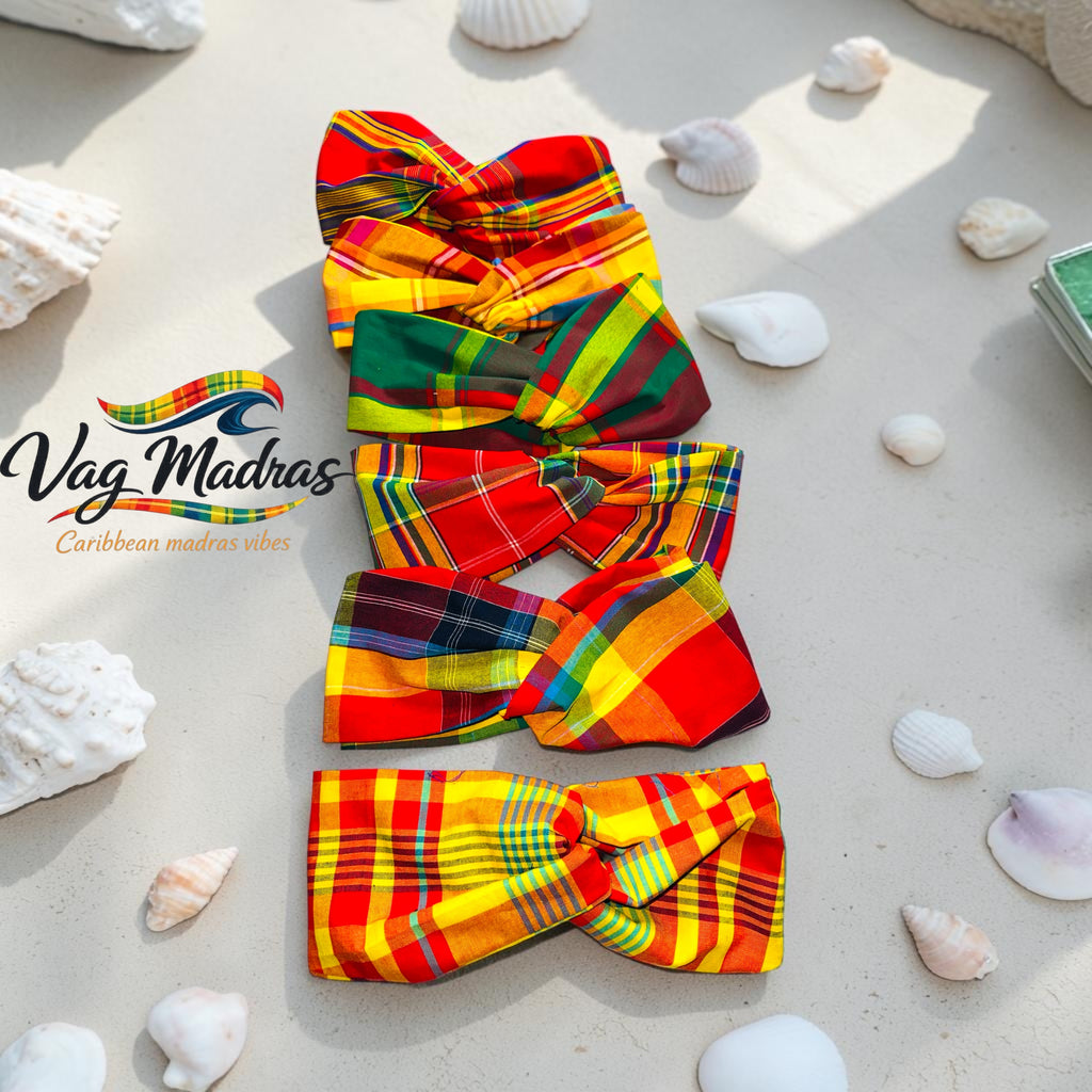 Headband madras jaune & rouge – fait main