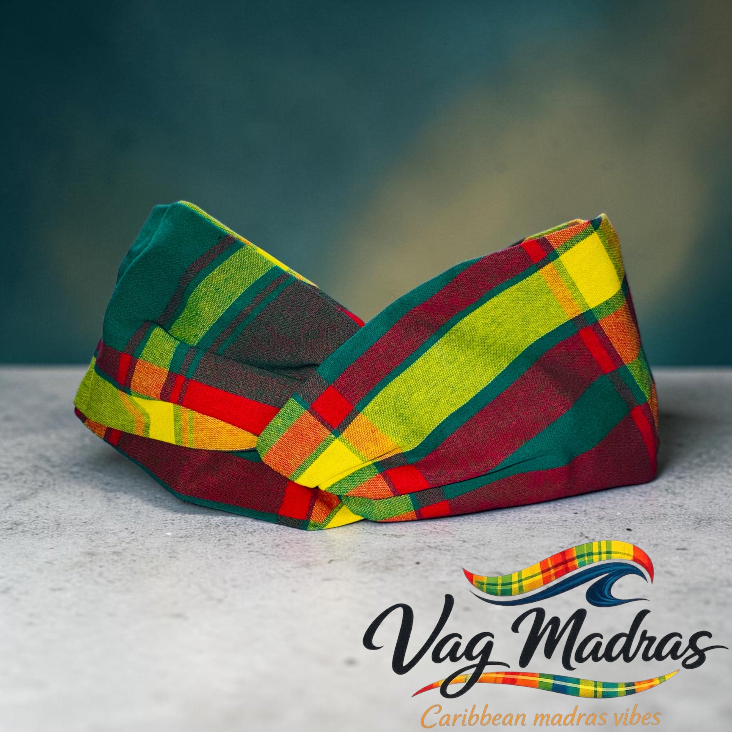 Headband madras jaune & rouge – fait main