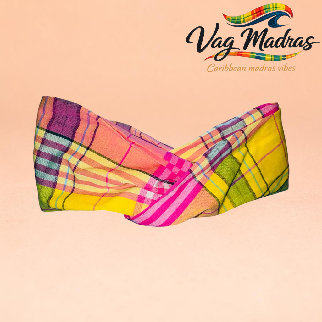 Headband madras rose – fait main