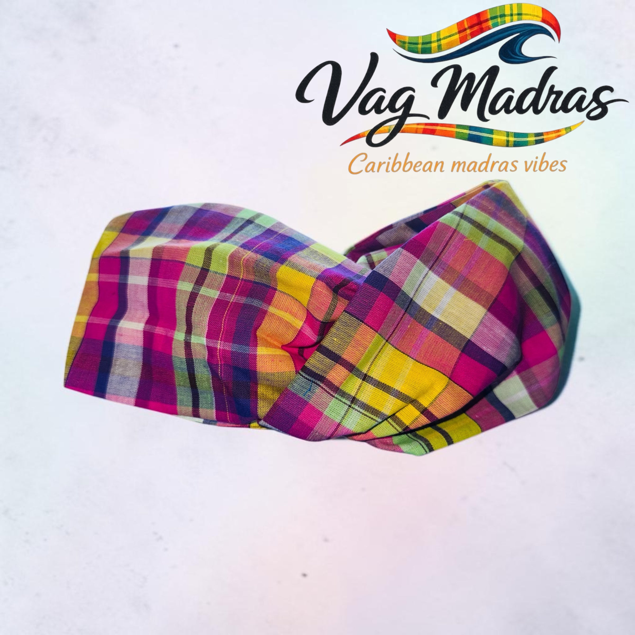 Headband madras rose – fait main