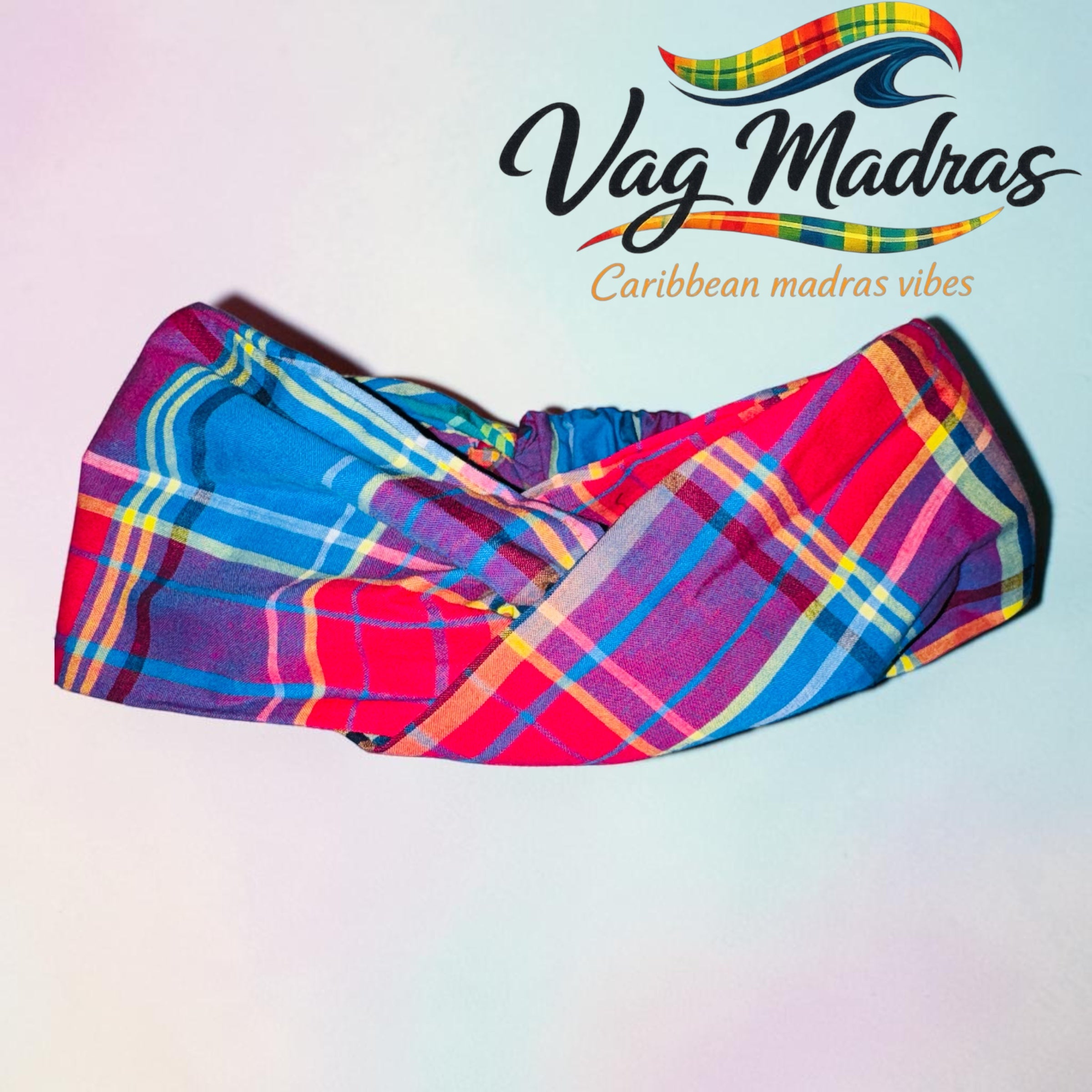 Headband madras rose – fait main