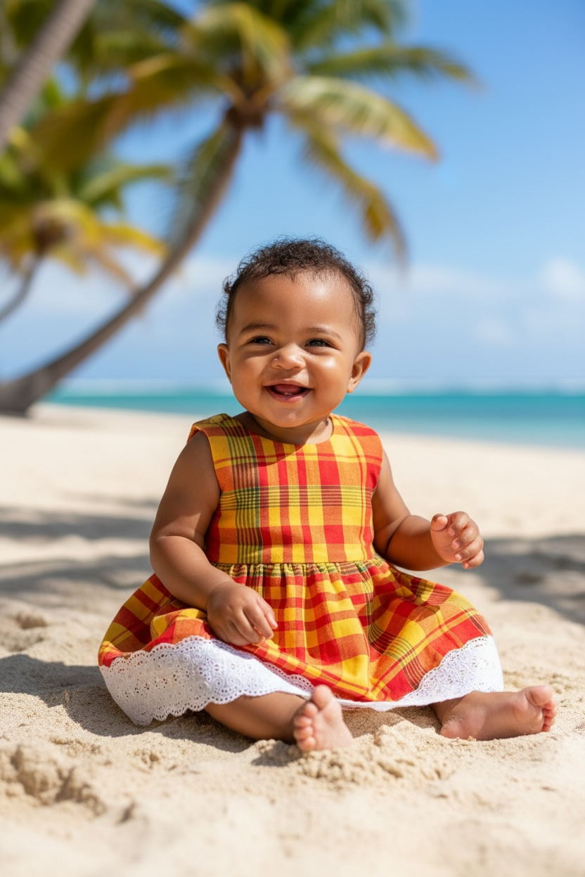 Robe enfant « Shasha » – Madras & Dentelle