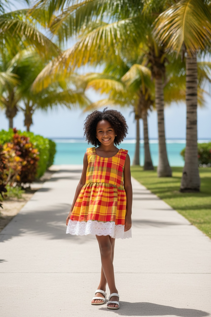 Robe enfant « Shasha » – Madras & Dentelle