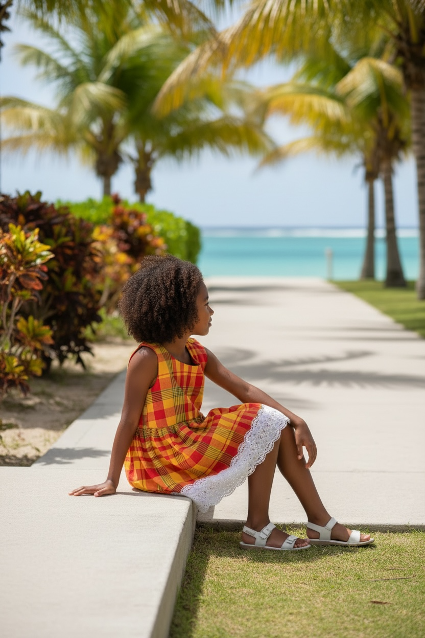 Robe enfant « Shasha » – Madras & Dentelle