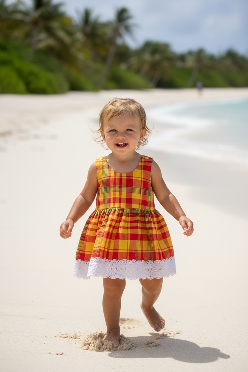 Robe enfant « Shasha » – Madras & Dentelle