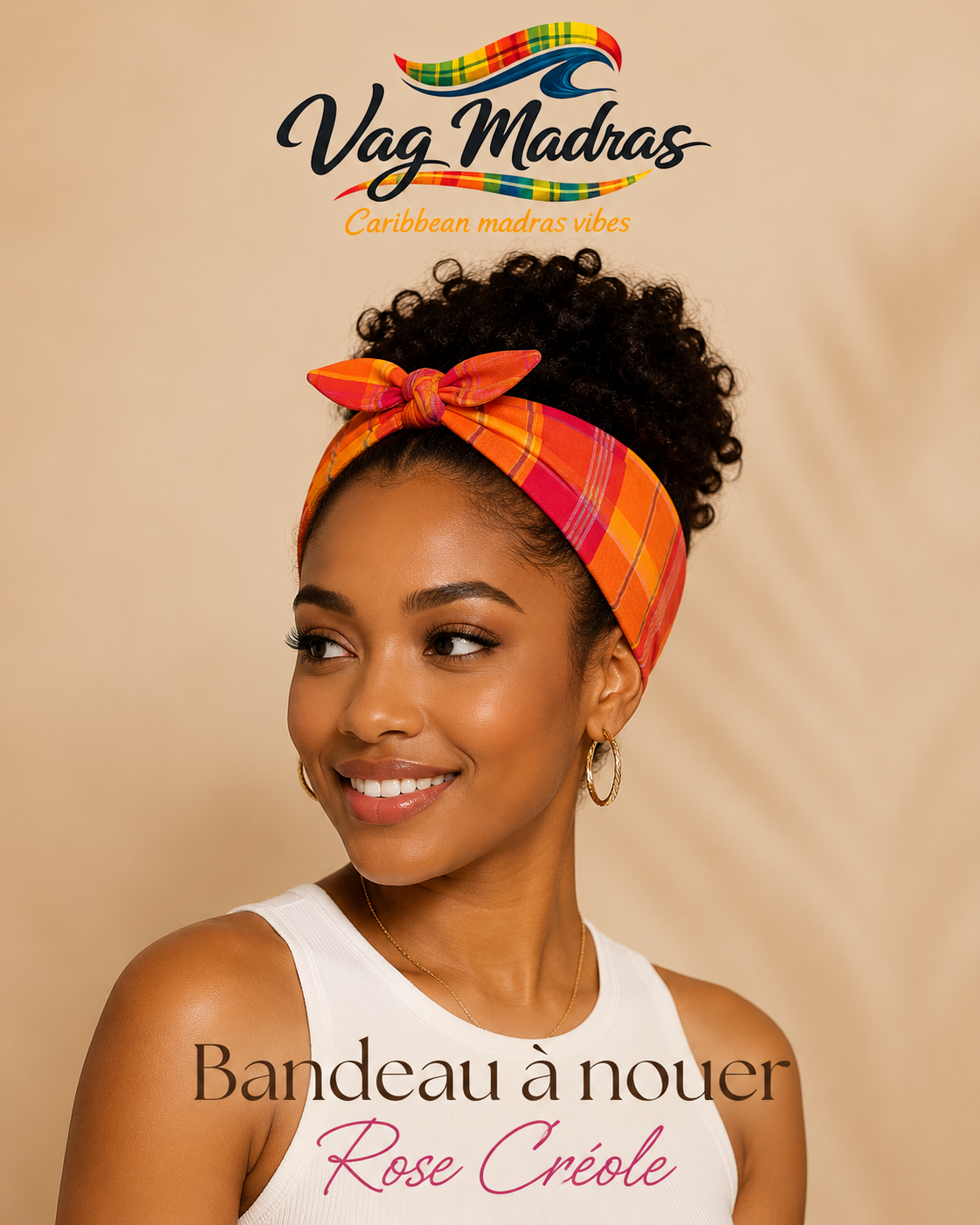Bandeau à nouer en Madras – Vag Madras