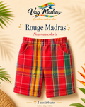 Bermuda garçon madras Rouge Madras – fait main