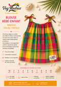Blouse bébé-enfant madras Soleil Créole – fait main