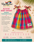 Blouse bébé-enfant madras Turquoise Soleil – fait main