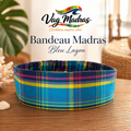 Bandeau Madras Bleu Lagon – fait main