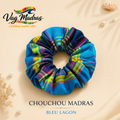 Chouchou Madras Bleu Lagon – fait main