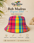 Bob madras Turquoise Soleil Vag Madras — motif multicolore fuchsia, jaune, orange et turquoise, visuel corrigé d’après le tissu de référence