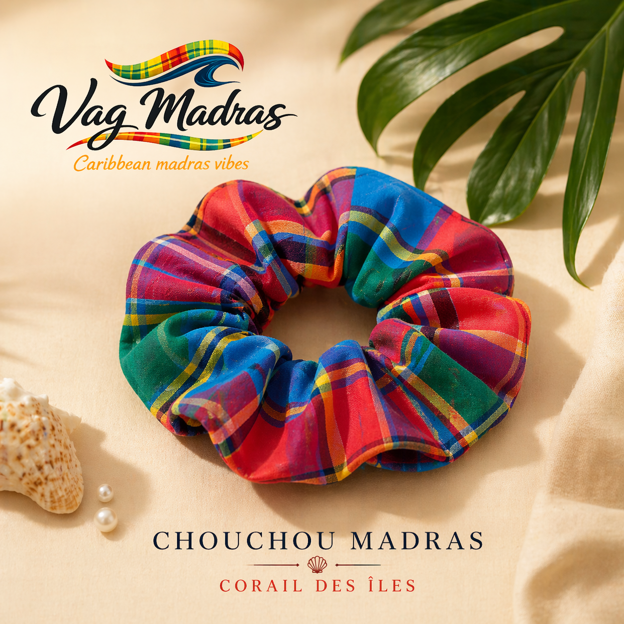 Chouchou Madras Corail des Îles – fait main