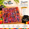 Dominos fins en résine – Édition Halloween, 28 pièces pailletées orange, rose et violet, visuel Vag Madras