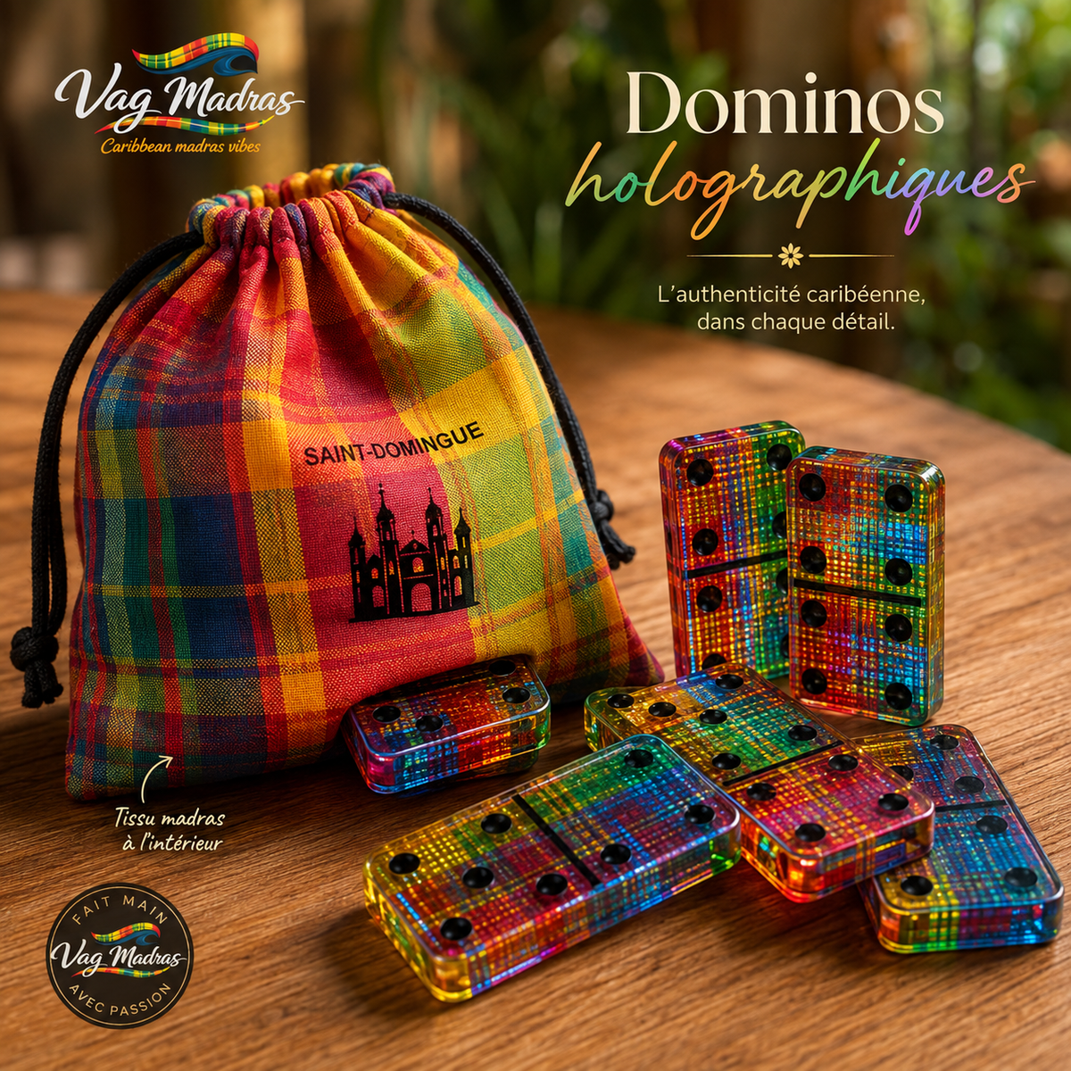 Jeu de dominos madras personnalisé – Modèle holographique