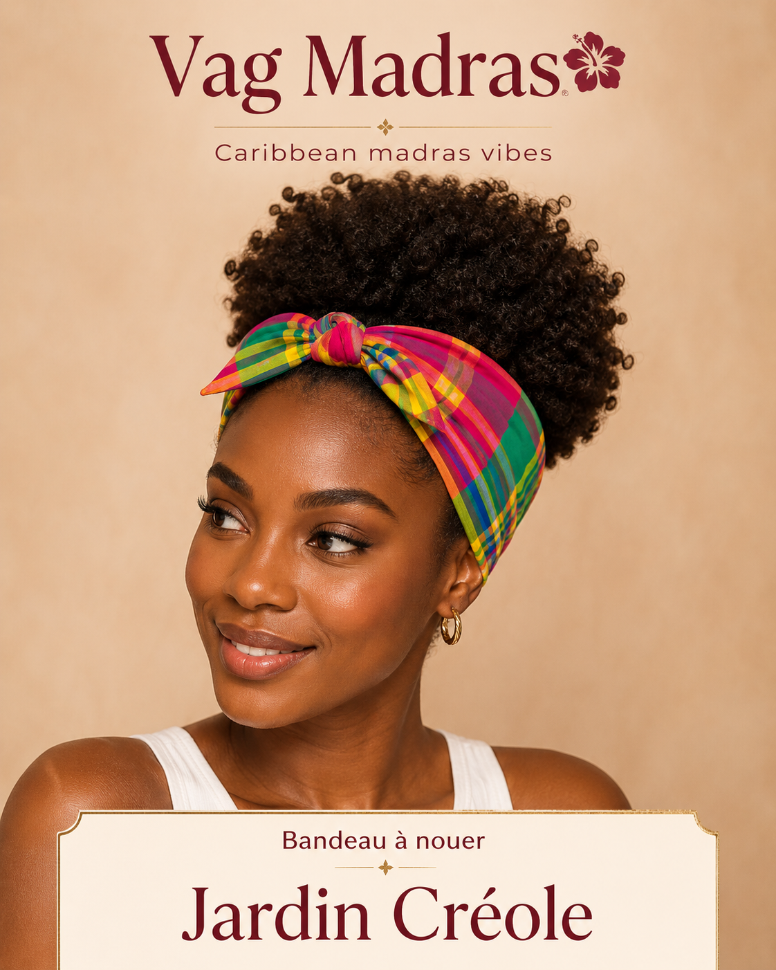 Bandeau à nouer en Madras – Vag Madras