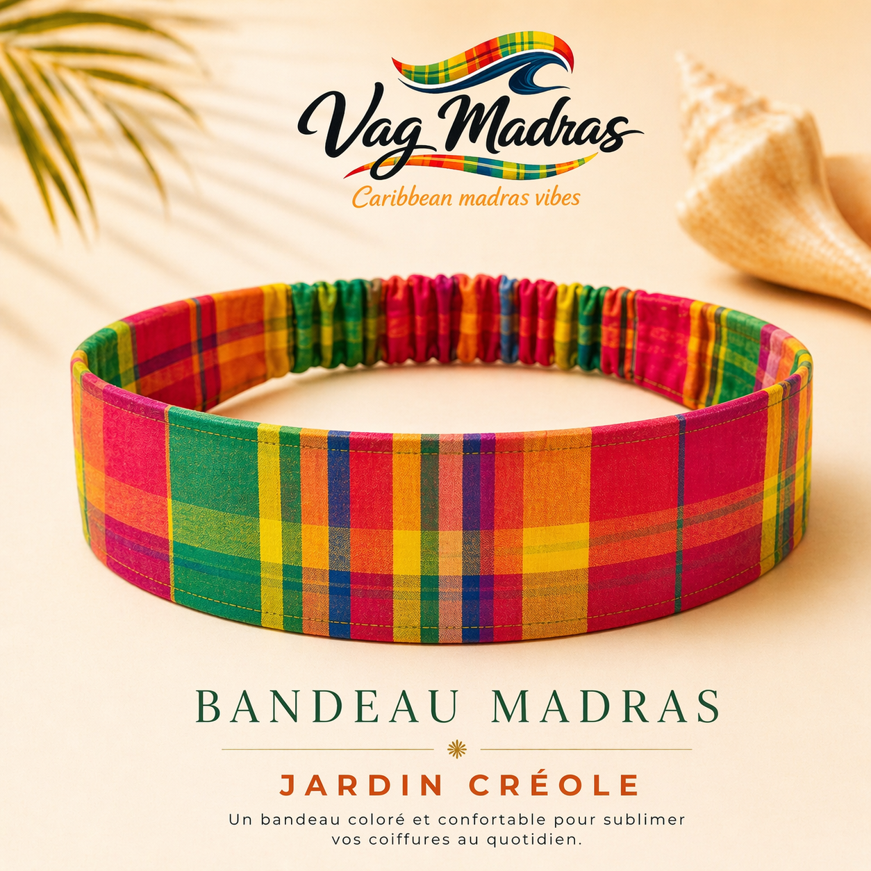 Bandeau Madras Jardin Créole – fait main
