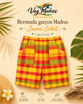 Bermuda garçon madras Jaune Soleil – fait main