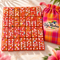 Jeu de dominos en résine Gourmandise Créole modèle fin Vag Madras avec pochon Rose Créole