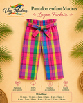 Pantalon enfant madras Lagon Fuchsia – fait main