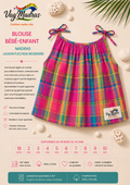 Blouse bébé-enfant madras Lagon Fuchsia – fait main