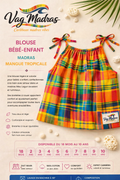 Blouse bébé-enfant madras Mangue Tropicale – fait main